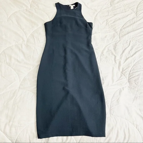 h and m navy blue dress H & M Navy Blue Sheer Dress With Side Slits & Short Underskirt . Size Small
